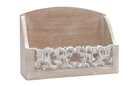 DKD Home Decor Organizador de Cartas de Mango Decape Natural