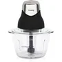 Hkoenig LEO8 Mini Picadora Eléctrica 320 W, Bol de Cristal 1 L, Cuchillas Acero Inoxidable, Negro Mate y Cromo