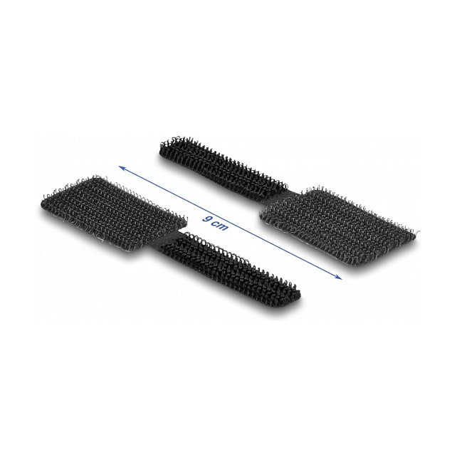 DeLOCK Mini Sujetacables de Gancho y Bucle Autoadhesivo 90 mm x 24 mm Negro (10 Unidades)