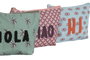 DKD Home Decor Set de 3 Neceseres de Canvas Tropical Boho en Verde, Azul y Coral