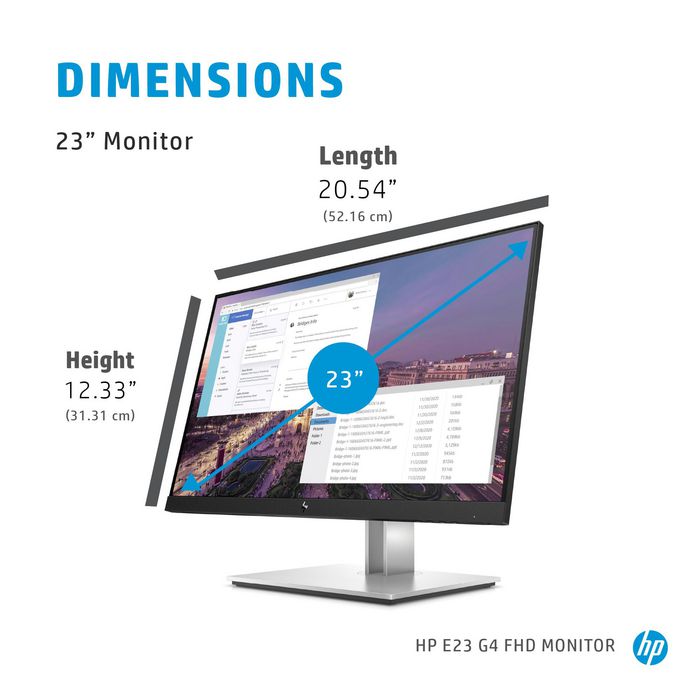 HP E23 G4 Monitor 23 pulgadas Full HD (1920x1080) con HP Eye Ease y Ergonómico, 5ms GtG, 250 nits