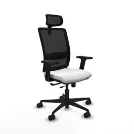 PIQUERAS Y CRESPO Silla de oficina Haches, Mecanismo Sincro/Traslack, Blanco y Negro