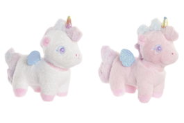 DKD Home Decor Peluche Unicornio Rosa Blanco 25 x 25 x 10 cm (4 Unidades)