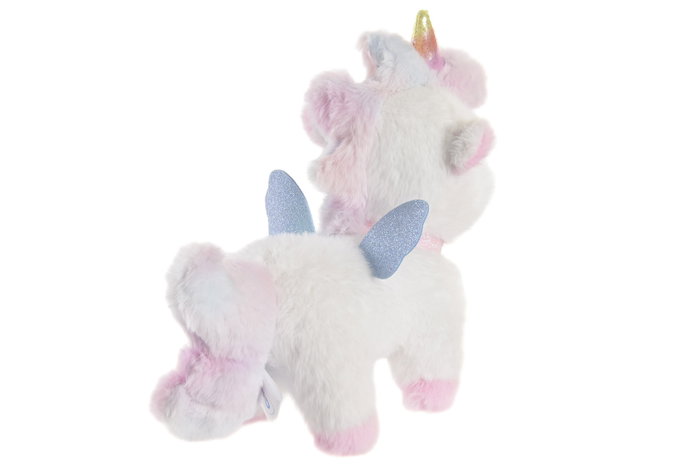 DKD Home Decor Peluche Unicornio Rosa Blanco 25 x 25 x 10 cm (4 Unidades)