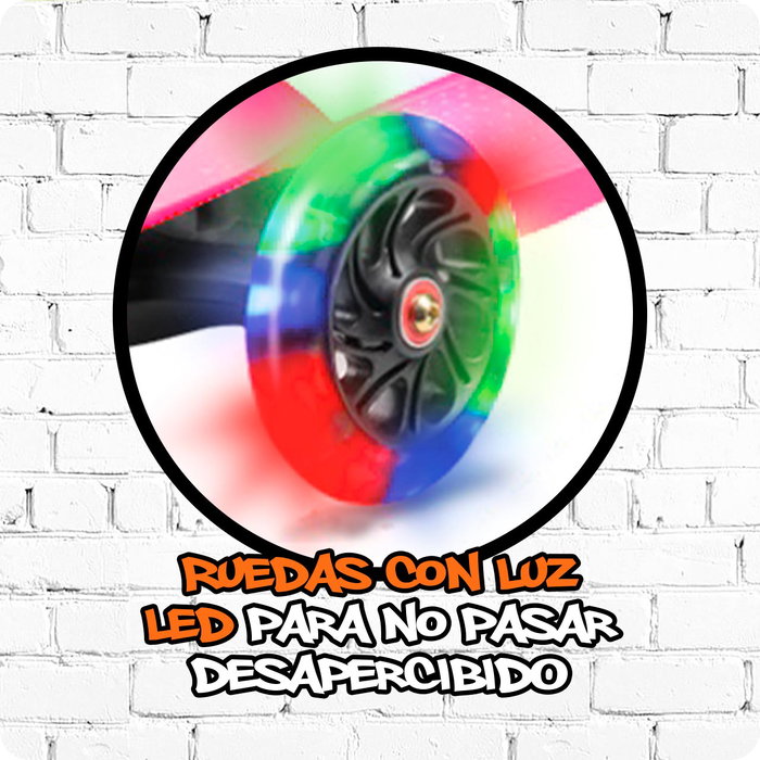 Deqube Patinete 3 Ruedas Rosa con Luces LED para Niños de 2 a 6 Años