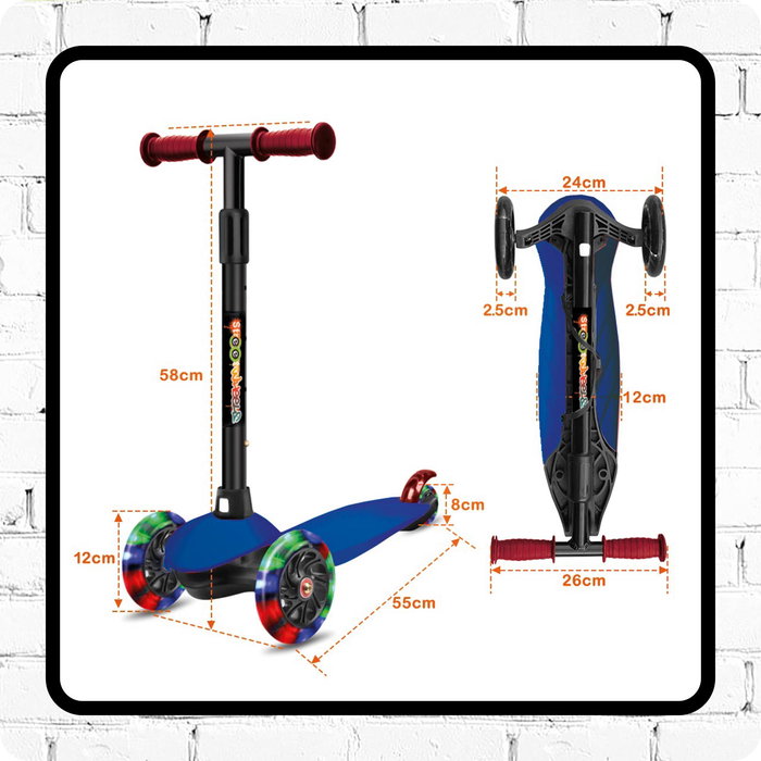 Deqube Patinete 3 Ruedas Rosa con Luces LED para Niños de 2 a 6 Años