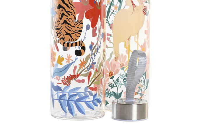 DKD Home Decor Botellas de Borosilicato Garza y Tigre, 550ml, Surtido de 2 DKD Home Decor Botellas de Borosilicato Garza y Tigre, 550ml, Surtido de 2