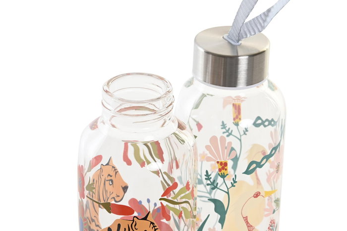 DKD Home Decor Botellas de Borosilicato Garza y Tigre, 550ml, Surtido de 2 DKD Home Decor Botellas de Borosilicato Garza y Tigre, 550ml, Surtido de 2