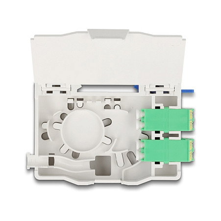 DeLOCK 88098 Caja de conexión de fibra óptica para carril DIN con 4 x LC Duplex
