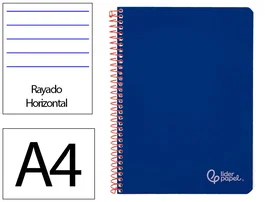 Liderpapel Cuaderno Espiral A4 Witty Tapa Dura 80 Hojas 90gr Rayado Horizontal con Margen Color Azul Oscuro