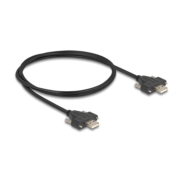 DeLOCK Cable USB 2.0 Tipo-A a Tipo-A con tornillos 1m Negro