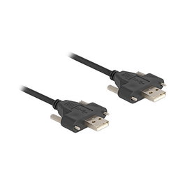 DeLOCK Cable USB 2.0 Tipo-A a Tipo-A con tornillos 1m Negro