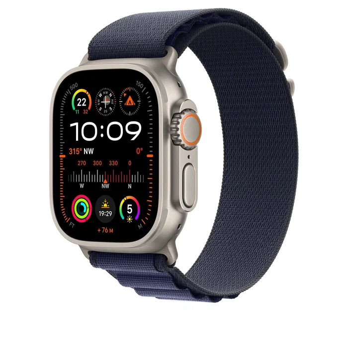 Apple MXMX3ZM/A Correa Alpine Loop para Apple Watch 49mm, Color Azul Marino, Talla S, Compatible con Modelo Natural Titanium