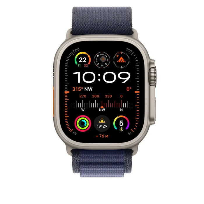 Apple MXMX3ZM/A Correa Alpine Loop para Apple Watch 49mm, Color Azul Marino, Talla S, Compatible con Modelo Natural Titanium