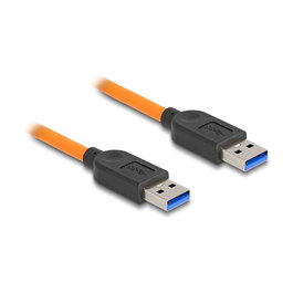 DeLOCK Cable USB 5 Gbps Tipo-A Macho a Tipo-A Macho para Fotografia Atada, Longitud 1 m, Color Naranja