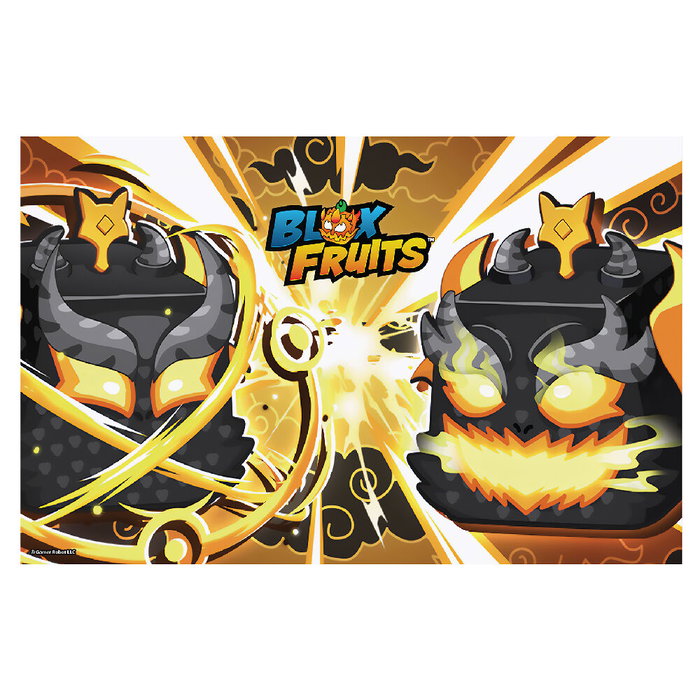 PHATMOJO Set Ember Dragon Blox Fruits 3 minifiguras 4cm 3 cartas coleccionables peluche 10cm poster 28x43cm +6 años