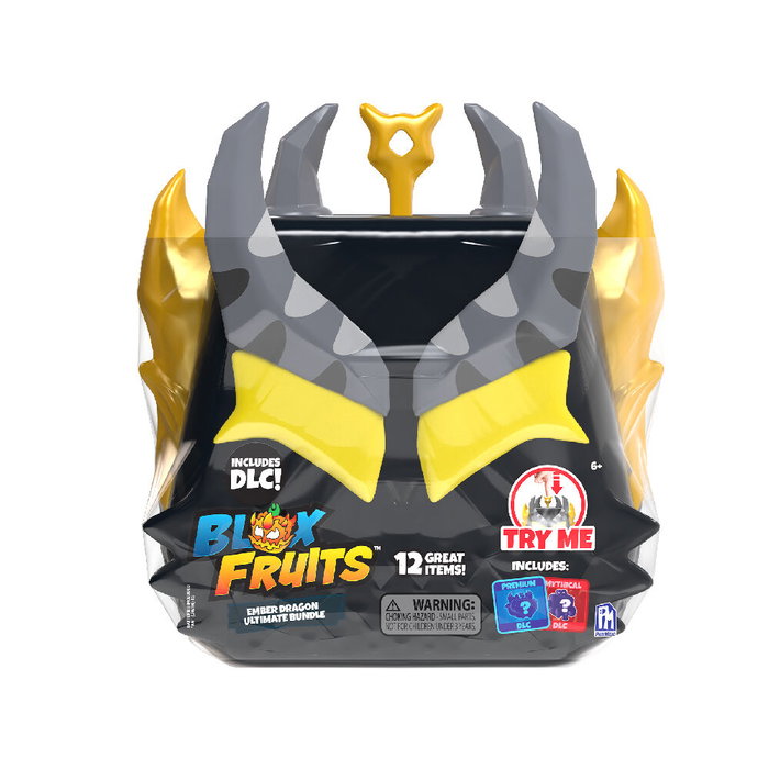 PHATMOJO Set Ember Dragon Blox Fruits 3 minifiguras 4cm 3 cartas coleccionables peluche 10cm poster 28x43cm +6 años
