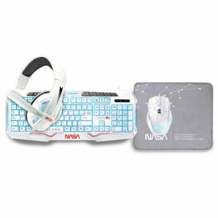 Nasa Kit Gaming 4 en 1 ANDROMEDA Teclado Español, Ratón, Alfombrilla, Auriculares con Micrófono Nasa Kit Gaming 4 en 1 ANDROMEDA Teclado Español, Ratón, Alfombrilla, Auriculares con Micrófono