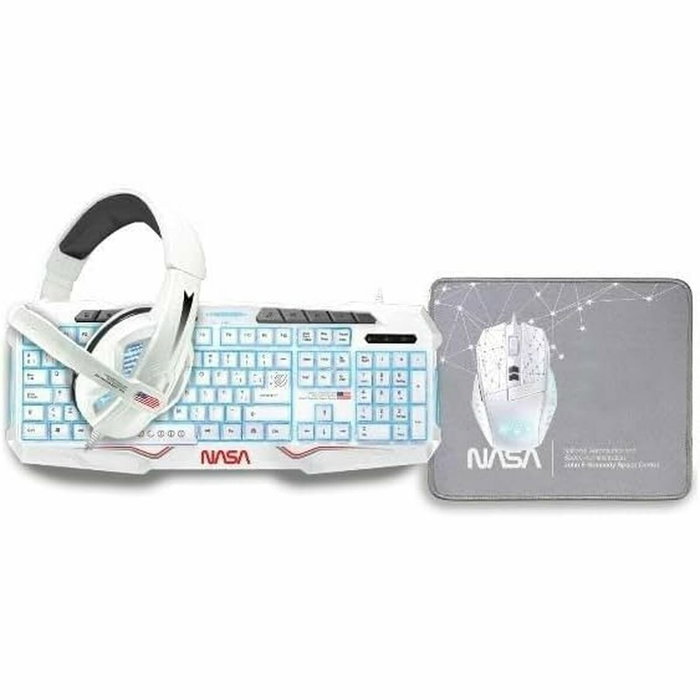 Nasa Kit Gaming 4 en 1 ANDROMEDA Teclado Español, Ratón, Alfombrilla, Auriculares con Micrófono Nasa Kit Gaming 4 en 1 ANDROMEDA Teclado Español, Ratón, Alfombrilla, Auriculares con Micrófono
