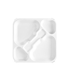 AMC Bandeja de Autoservicio de Policarbonato, 5 Compartimentos, Blanco, Dimensiones: 33 cm x 33 cm (Set de 30)