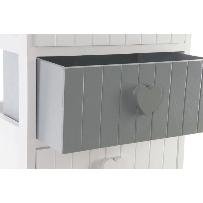 DKD Home Decor Cajonera Paulownia Corazones Blanco y Gris DKD Home Decor Cajonera Paulownia Corazones Blanco y Gris