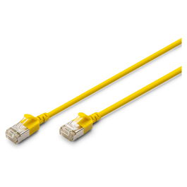 Digitus CAT 6A F/FTP Slim Patchkabel, Cable de Red Ethernet UTP Cat 6a, Blindaje FTP, Slim 0,30m, Amarillo
