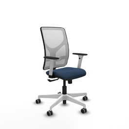 PIQUERAS Y CRESPO Silla de oficina Motilla con mecanismo Sincro, Azul marino y Blanco