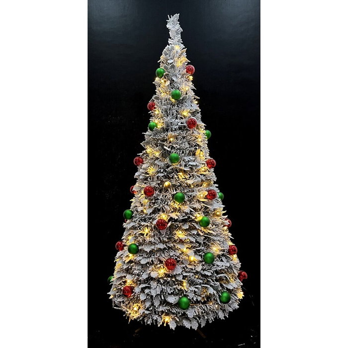 DKD Home Decor Árbol de Navidad Nevado Plegable con LED Verde DKD Home Decor Árbol de Navidad Nevado Plegable con LED Verde