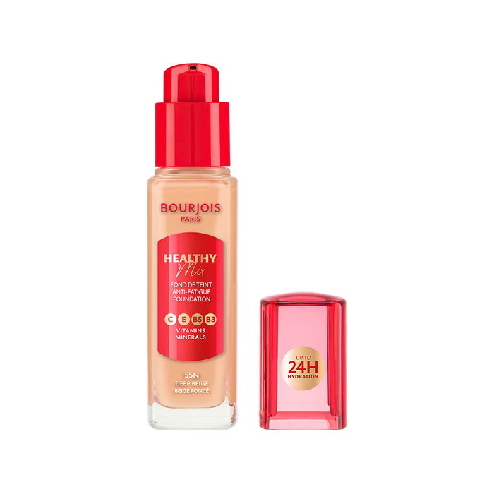 Bourjois Healthy Mix Base de Maquillaje Vegana #55N Deep Beige 30ml - Con Vitaminas, Acabado Radiante, 85% Ingredientes Naturales Bourjois Healthy Mix Base de Maquillaje Vegana #55N Deep Beige 30ml - Con Vitaminas, Acabado Radiante, 85% Ingredientes Naturales