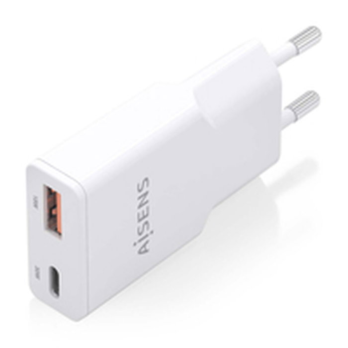 Aisens Cargador GaN 30W Ultra Delgado Blanco USB-C y USB-A Aisens Cargador GaN 30W Ultra Delgado Blanco USB-C y USB-A