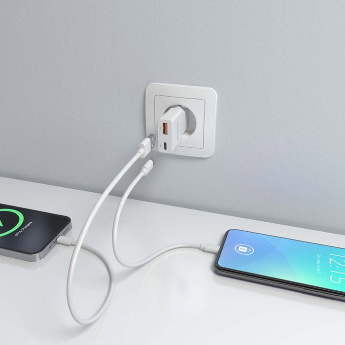 Aisens Cargador GaN 30W Ultra Delgado Blanco USB-C y USB-A Aisens Cargador GaN 30W Ultra Delgado Blanco USB-C y USB-A