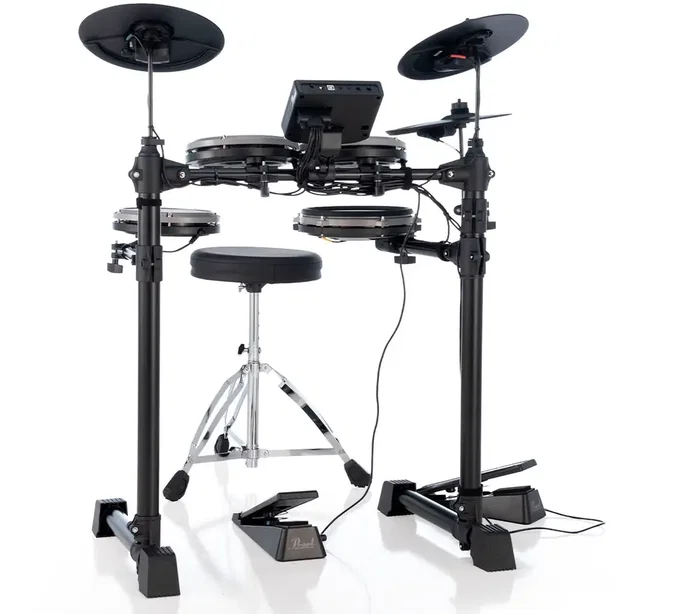 PEARL Batería Electrónica E-Roadshow ERS-1000 Kit Completo con Pads de Malla, 150 Sonidos, Metrónomo, Incluye Baquetas, Sillín y Auriculares