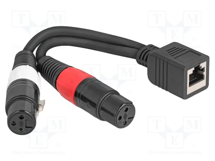 DeLOCK 88178 Cable adaptador de RJ45 hembra a 2 x XLR de 3 pines hembra, negro