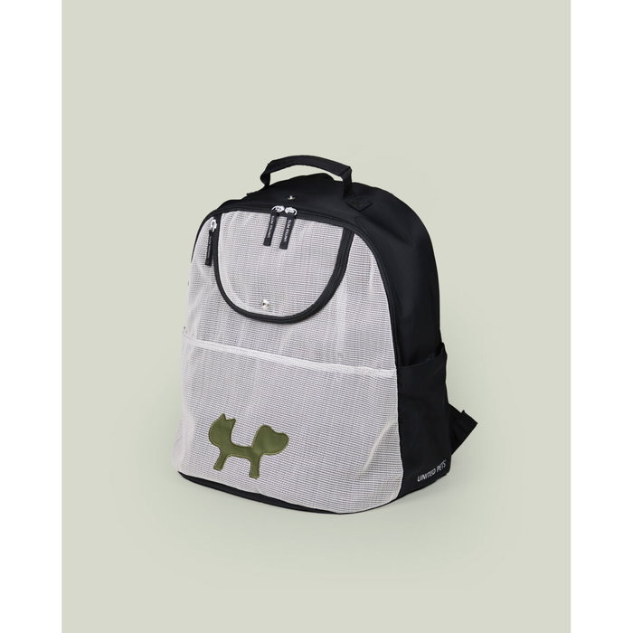 United Pets Urban Reverse Backpack Eco Mochila Transportín para Perros Negro Verde, Apta Cabina Avión, 7kg