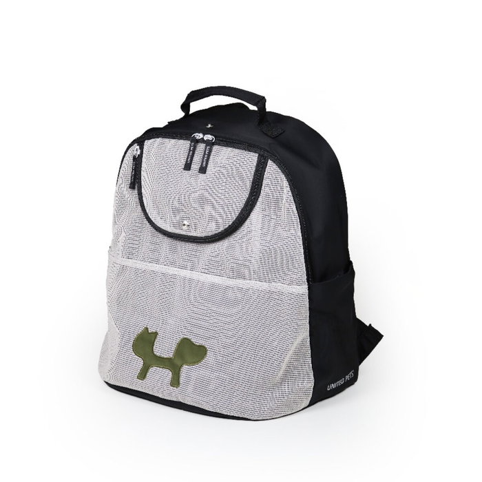 United Pets Urban Reverse Backpack Eco Mochila Transportín para Perros Negro Verde, Apta Cabina Avión, 7kg