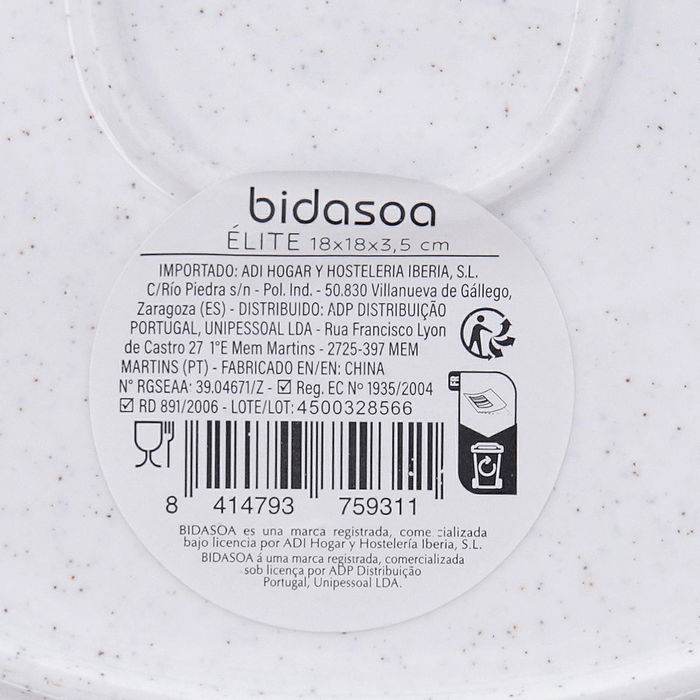 Bol Porcelana Alumina Elite Bidasoa 18x18x3,5 cm