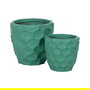 S/2 Macetero Turquesa Cemento Decoración 41 X 41 X 39,60 cm