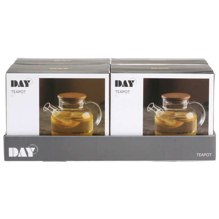 Day Tetera de Vidrio Borosilicado 1 L con Tapa de Bambú