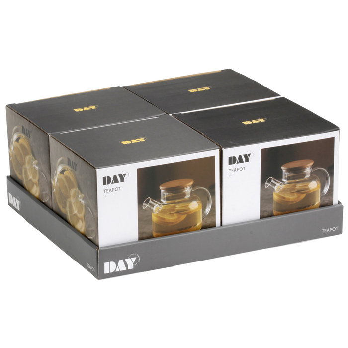 Day Tetera de Vidrio Borosilicado 1 L con Tapa de Bambú