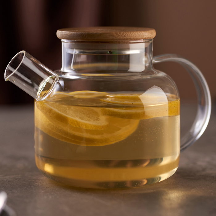 Day Tetera de Vidrio Borosilicado 1 L con Tapa de Bambú