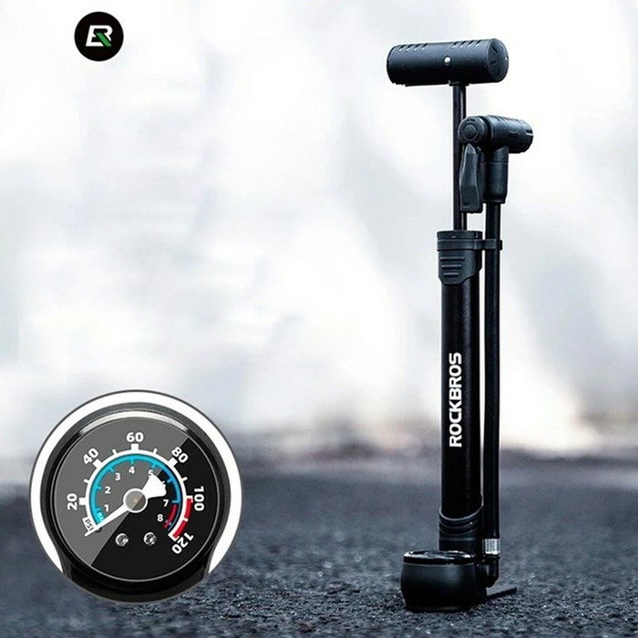 Rockbros Bomba de bicicleta con manómetro - negra