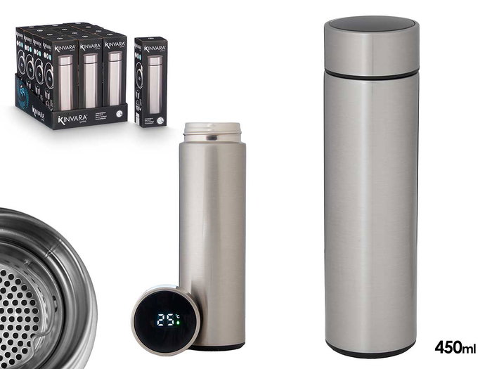 KINVARA Termo con Termómetro Digital Acero 450ml KINVARA Termo con Termómetro Digital Acero 450ml