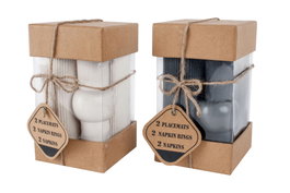 DKD Home Decor Set de 6 Salvamanteles de Algodón con 2 Servilletas