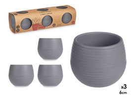 Ibergarden Set 3 Macetas Reserva Agua 6 cm Antracita Plástico PP 25x8x7 cm (Set de 8)