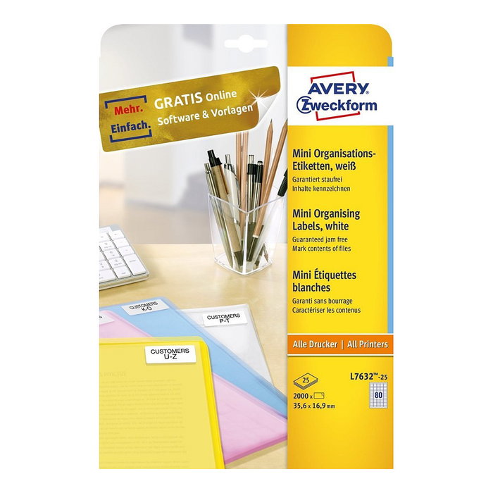 AVERY Zweckform L7632-25 etiquetas adhesivas blancas 35,6 x 16,9 mm