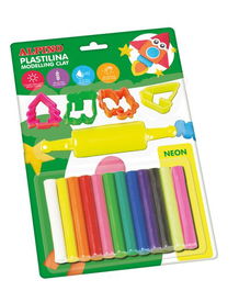 Alpino Plastilina Rollitos 10+2uds + Rodillo + Moldes DP000052, Colores Brillantes, Flexible, Libre de Gluten, Material para Modelar