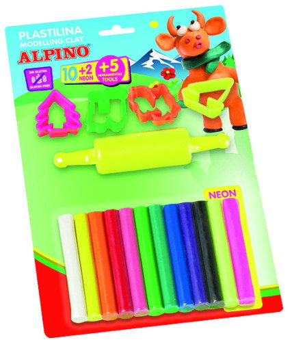 Alpino Blíster de Plastilina 10+2 Rollitos con Herramientas