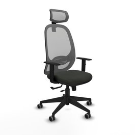 PIQUERAS Y CRESPO Silla de oficina Cilanco con mecanismo Sincro/Traslack, Tela Negra y Malla Gris