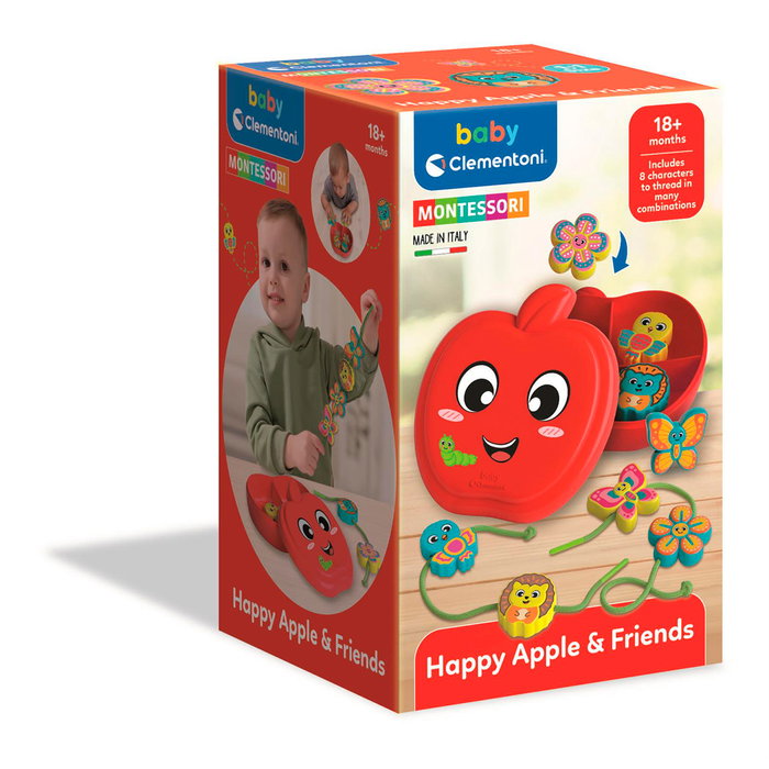 Clementoni 17600 - Juego de Lazos Montessori para Enhebrar Cuentas y Hacer Pulseras, Juguete Educativo para Niños +18 Meses (Idioma: Español)