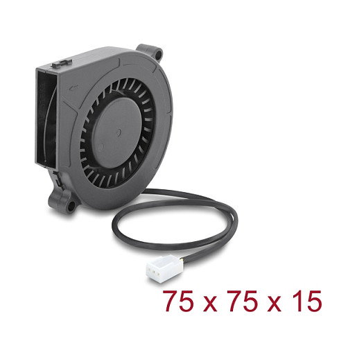 DeLOCK Ventilador radial 12 V CC 75 x 75 x 15 mm, Negro DeLOCK Ventilador radial 12 V CC 75 x 75 x 15 mm, Negro